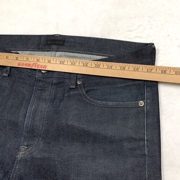 UNIQLO Selvedge Jeans Men 33x27 (33/34 tag) Crop Fray Dark Kaihara Raw Wash Slim - Picture 7 of 16